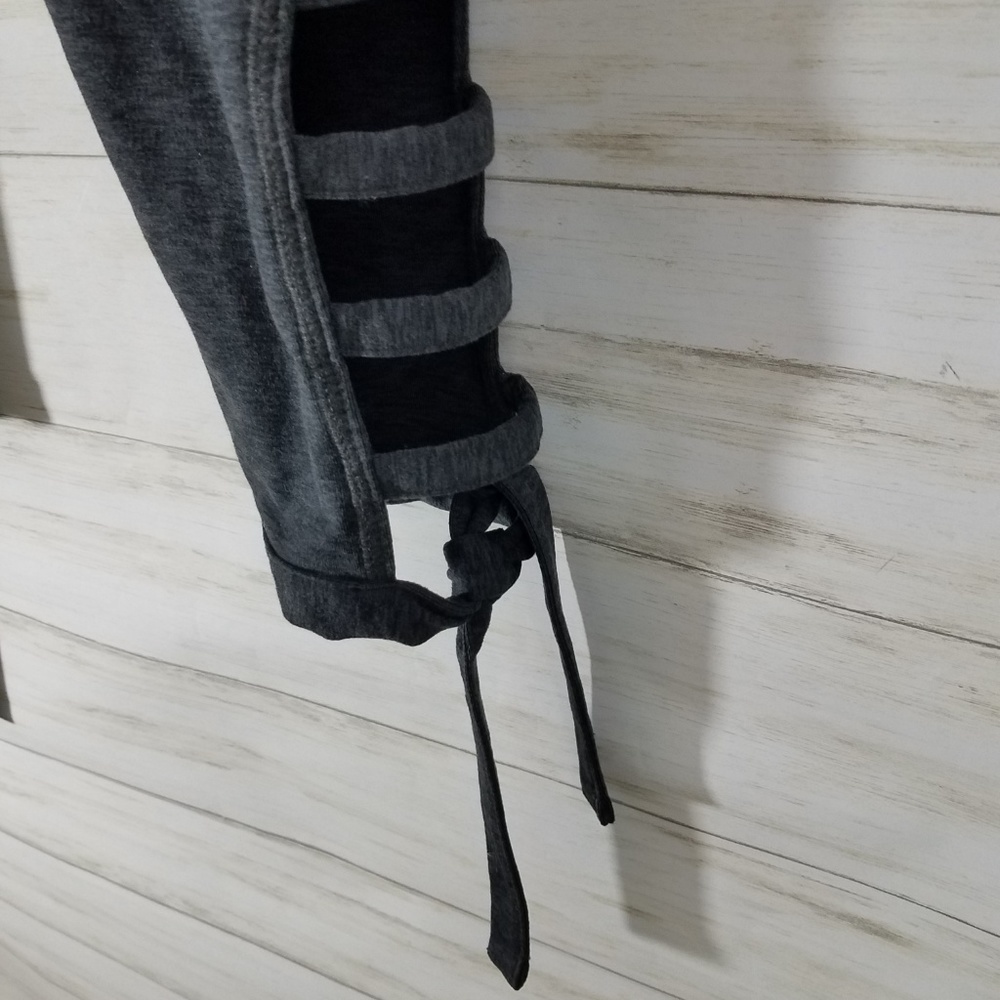 Joy Lab Leggings Strappy Cutout Tie Ankle Gray S - Picture 2 of 8